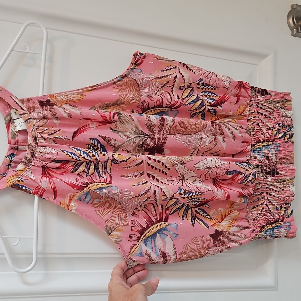 Joie Feather Print Halter Top Smocked Hem Lightweight Boho Size‎ Small In Pink